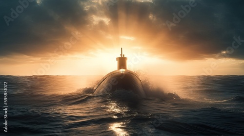 Victorious German Type II A Submarine Maritime Power - Generative AI 