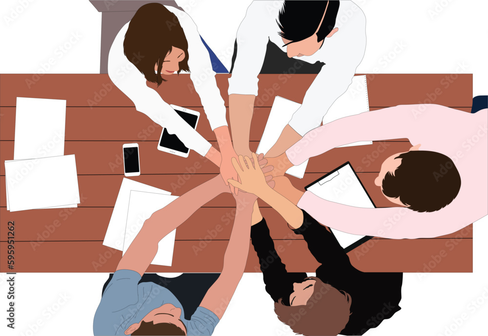 Εκτύπωση καμβά Top view of teams working together at table