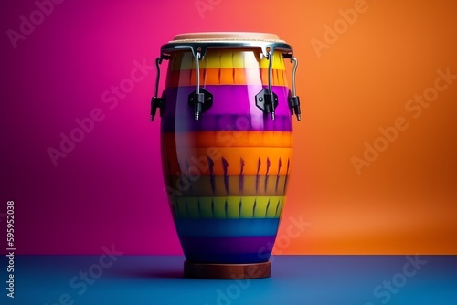 Colored background conga drum instrument. Generative AI photo