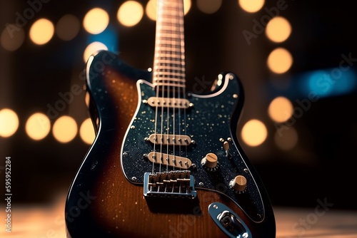 Electric guitar with bokeh background. Generative AI