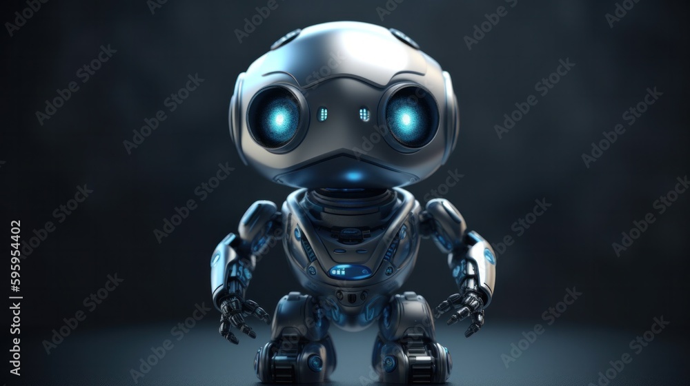 Little cute robot. Lovely Robotic Toy. Concept art of funny personal assistant robot. 3d illustration Generative AI. Little cute robot. Lovely Robotic Toy. Concept art of funny personal assistant robot. 3d illustration Generative AI.
