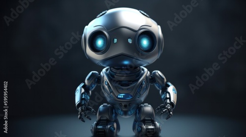 Little cute robot. Lovely Robotic Toy. Concept art of funny personal assistant robot. 3d illustration Generative AI. © Pro Hi-Res