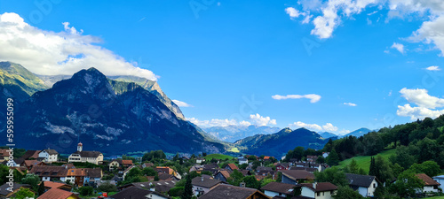 Fototapeta Naklejka Na Ścianę i Meble -  Panoramic view of the village, Switzerland