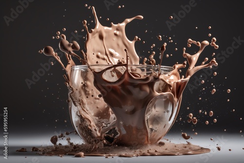 Chocolate And Milk Collide And Splash. Generative AI
