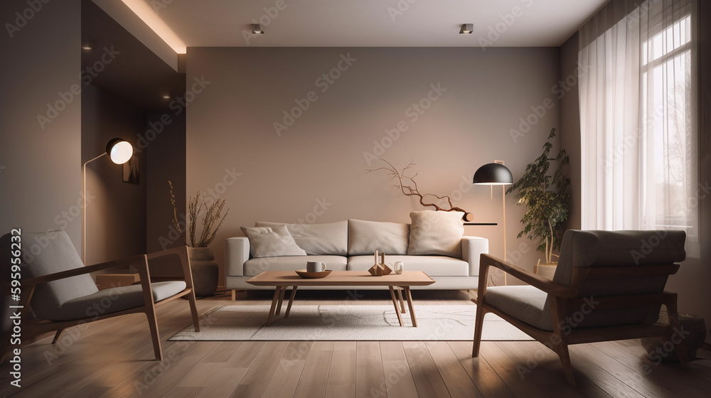 modern minimalist living room style. generative AI