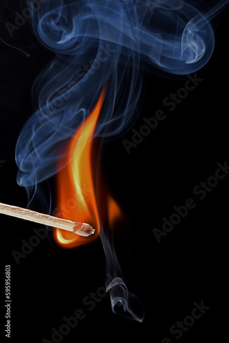 match with flame and smoke