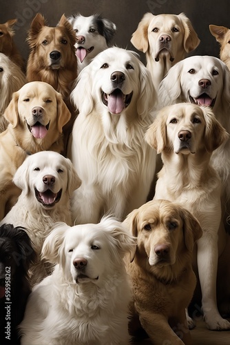 Cute group of dogs, generative ai © FrankBoston