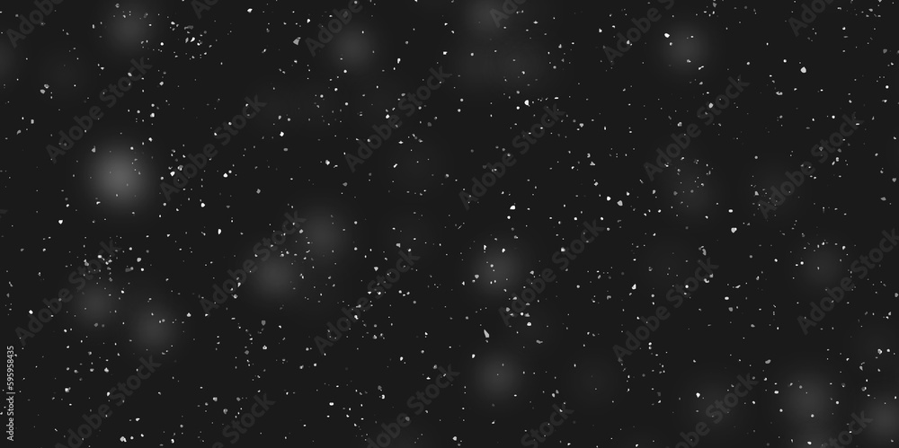 Many snowflakes in blur on black background. Snowfall layer for winter photography. Many snowflakes in blur on black background. Snowfall layer for winter photography.