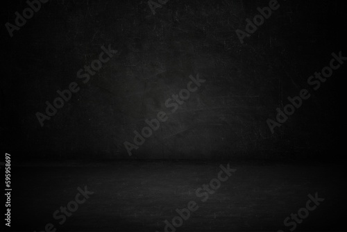 dark room interior with wall. black studio background