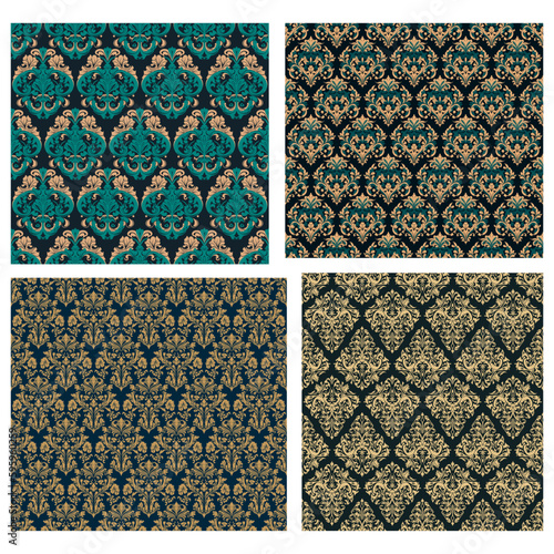 Damask Seamless Baroque Ornament Set