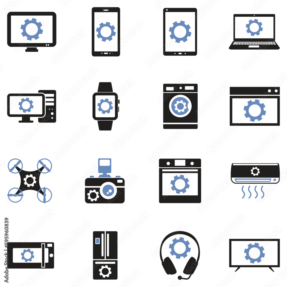Electronic Settings Icons. Two Tone Flat Design. Vector Illustration. Electronic Settings Icons. Two Tone Flat Design. Vector Illustration.