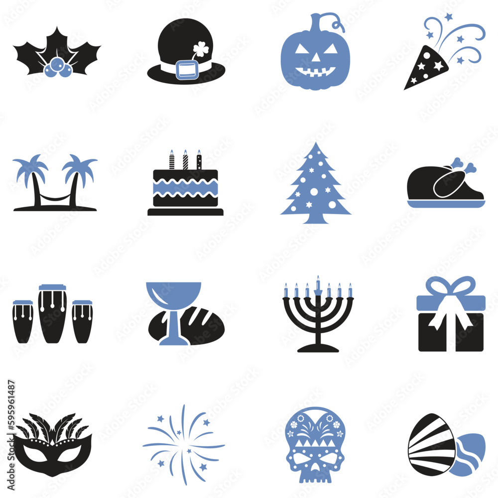 Holidays Icons. Two Tone Flat Design. Vector Illustration. Holidays Icons. Two Tone Flat Design. Vector Illustration.