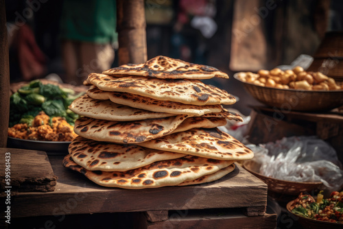 Fototapeta Naklejka Na Ścianę i Meble -  Freshly Baked Delight: Irresistible Naan in India