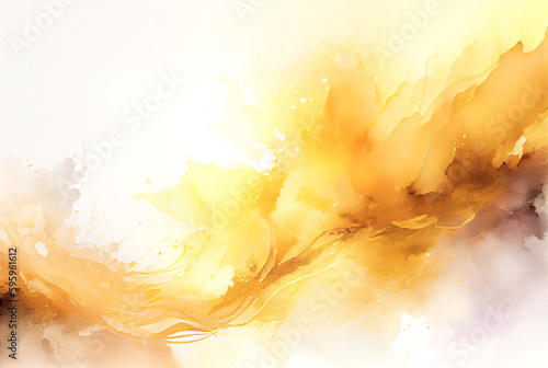Pastel yellow abstract watercolor wash background generative AI art 