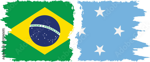 Federated States of Micronesia and Brazil grunge flags connection v