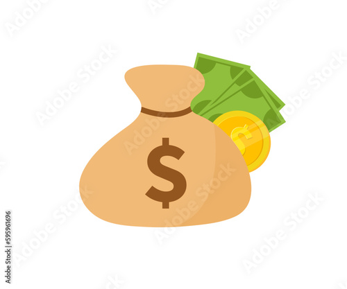 Money bag icon. Vector image isolated on white background