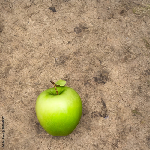 green apple with leaf growing out of the apple to symbolize life photo