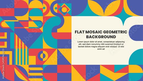 geometric pattern bauhaus backgrounds, Flat Mosaic Geometric Abstract Background, Geometric Background, Geometric Pattern Background