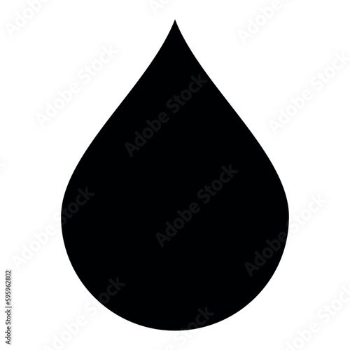 drop of water shape - black and white vector silhouette symbol illustration of waterdrop, white background