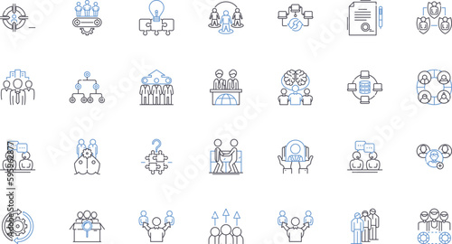 Corporate affair line icons collection. Conference, Seminar, Meeting, Workshop, Exhibition, Product Launch, Incentive vector and linear illustration. Retreat,Gala,Nerking outline signs set