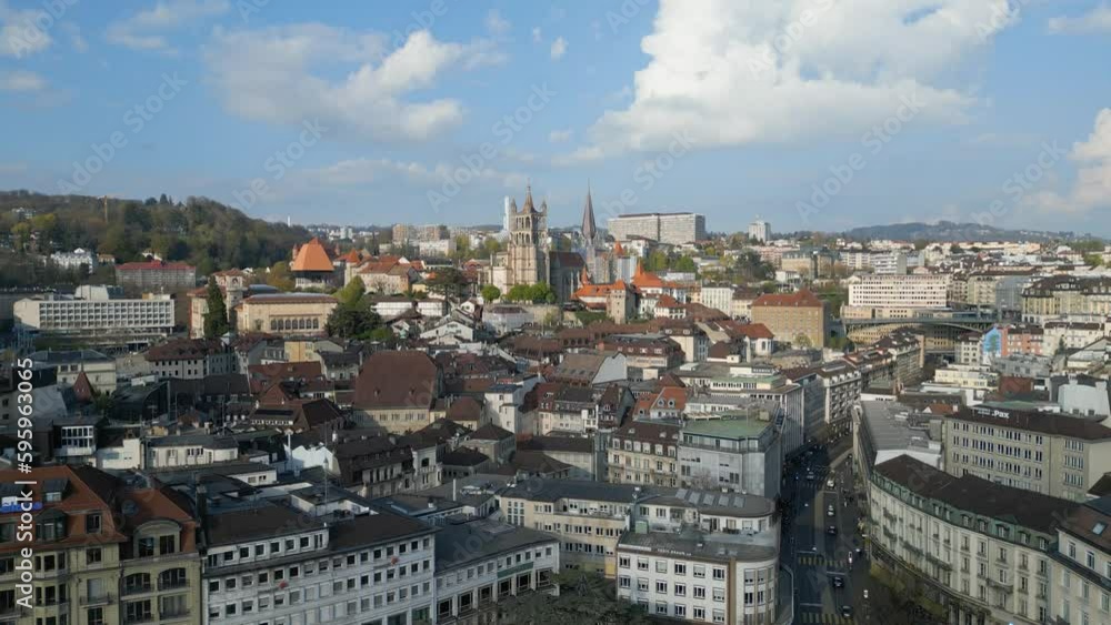 City of Lausanne Switzerland from above - aerial view by drone City of Lausanne Switzerland from above - aerial view by drone