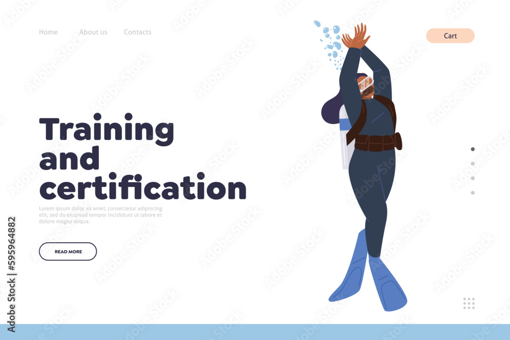 Training and certification for divers landing page, professional scuba diving school website Training and certification for divers landing page, professional scuba diving school website