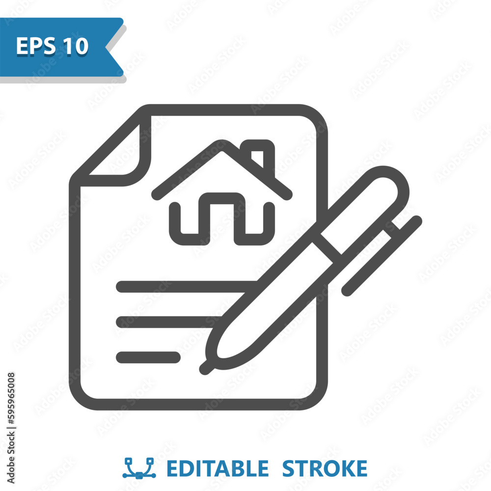 Contract Icon. Mortgage, Lease, Home, House, Document, Pen Contract Icon. Mortgage, Lease, Home, House, Document, Pen