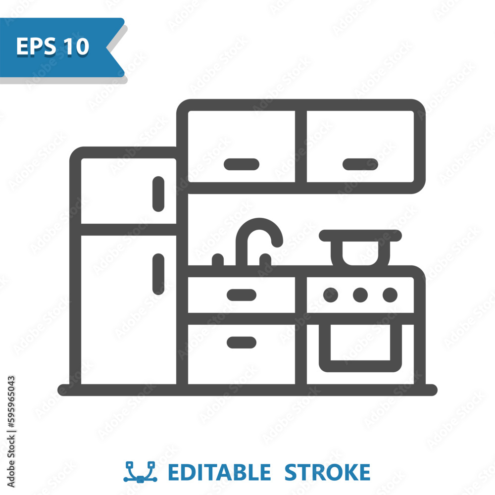 Kitchen Icon. Fridge, refrigerator, Furniture, Stove Kitchen Icon. Fridge, refrigerator, Furniture, Stove