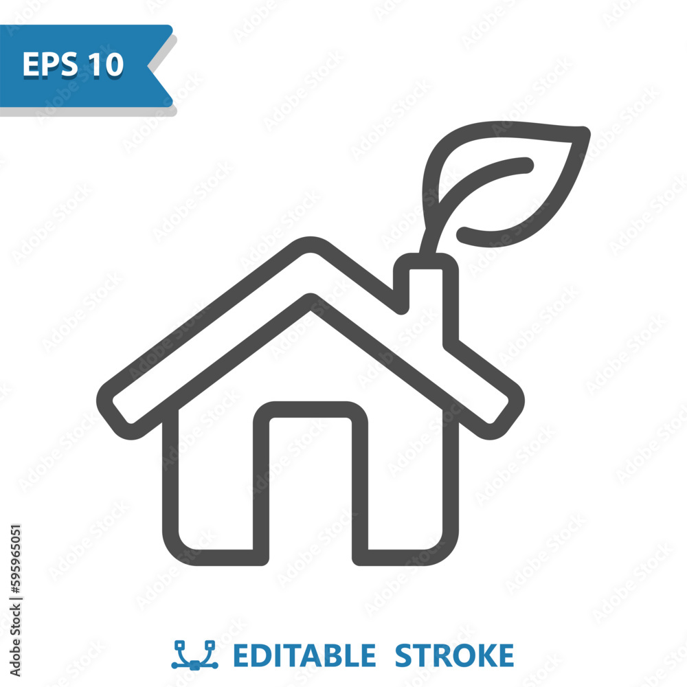 Green Home Icon. House, Leaf, Eco, Ecology Green Home Icon. House, Leaf, Eco, Ecology
