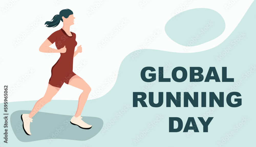 Global running Day in June, vector banner design. Run with the whole world, quote. Training outdoor in a park. Global running Day in June, vector banner design. Run with the whole world, quote. Training outdoor in a park.