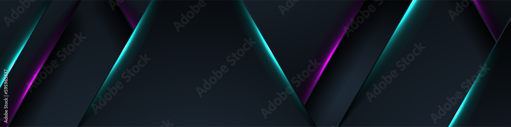 Blue and purple glowing neon abstract tech background. Vector geometric banner design Blue and purple glowing neon abstract tech background. Vector geometric banner design