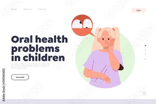 Oral health problem in children landing page template for dental treatment and insurance service