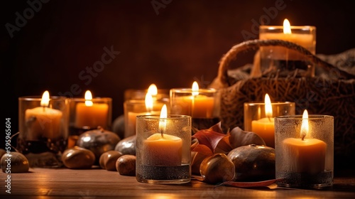 Beauty spa treeatment with candles. Al generated © ArtStage