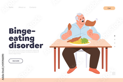 Landing page for psychological online service giving information about binge eating disorder problem