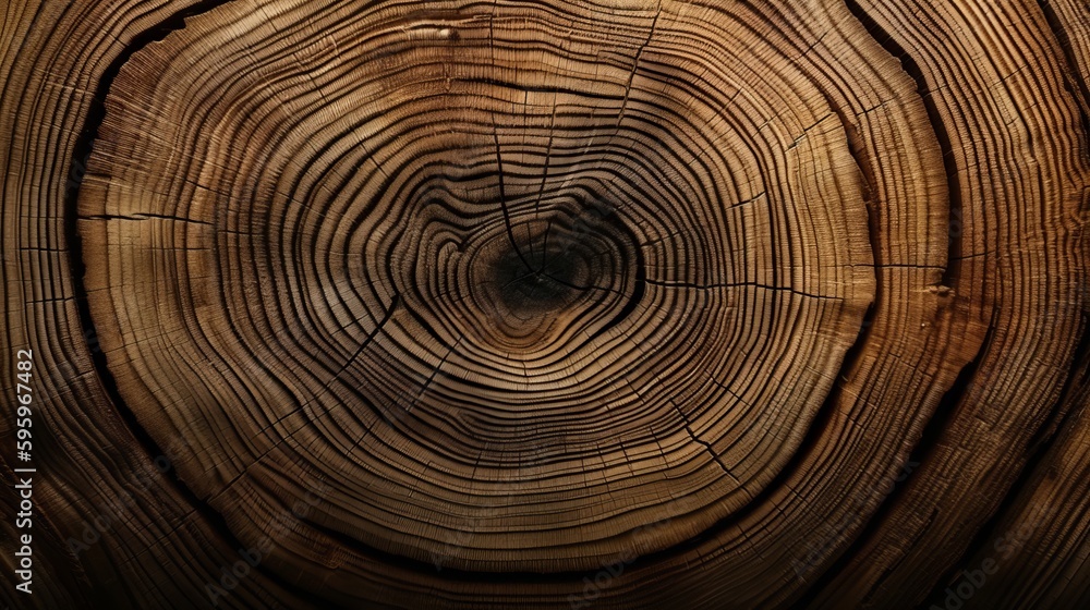 Fototapeta premium Wooden cut texture photorealistic. AI generated