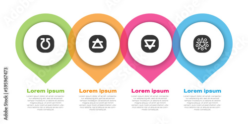 Set Life, Air element, Earth and Pentagram in circle. Business infographic template. Vector