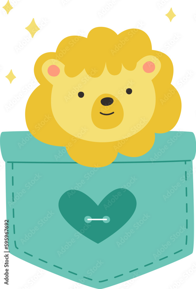 Fototapeta premium Lion Sitting Inside Pocket