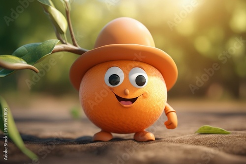 Adorable cartoon apricot character. Generative AI