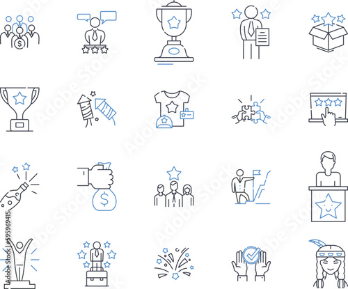 Boom and bucks line icons collection. Prosperity, Wealth, Cash, Growth, Fortune, Boom, My vector and linear illustration. Abundance,Success,Increase outline signs set