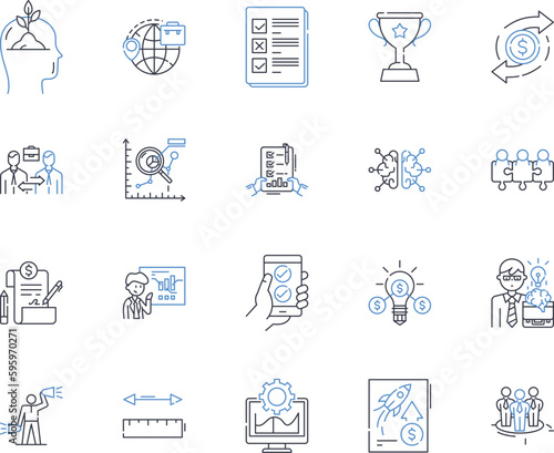 Corporation enlargement line icons collection. Expanding , Growth, Diversification, Scaling, Merger, Acquisition, Consolidation vector and linear illustration. Partnership,Collaboration,Integration