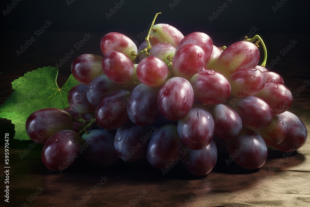 bunch of purple grapes on wood from generative ai bunch of purple grapes on wood from generative ai