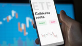 An investor analyzing an etf fund short government. Text in Spanish