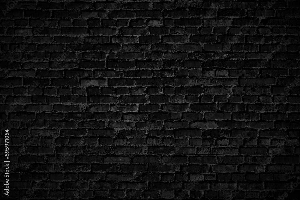 Dark black grunge brick wall texture background with old dirty and vintage style pattern.
