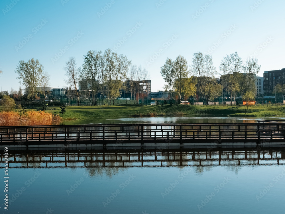 Fototapeta premium Japanese garden in Vilnius in spring.