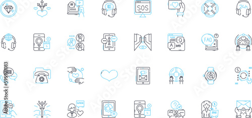 Digital aid linear icons set. Technology, Assistance, Modernization, Innovation, Efficiency, Convenience, Accessibility line vector and concept signs. Connectivity,Automation,Programming outline