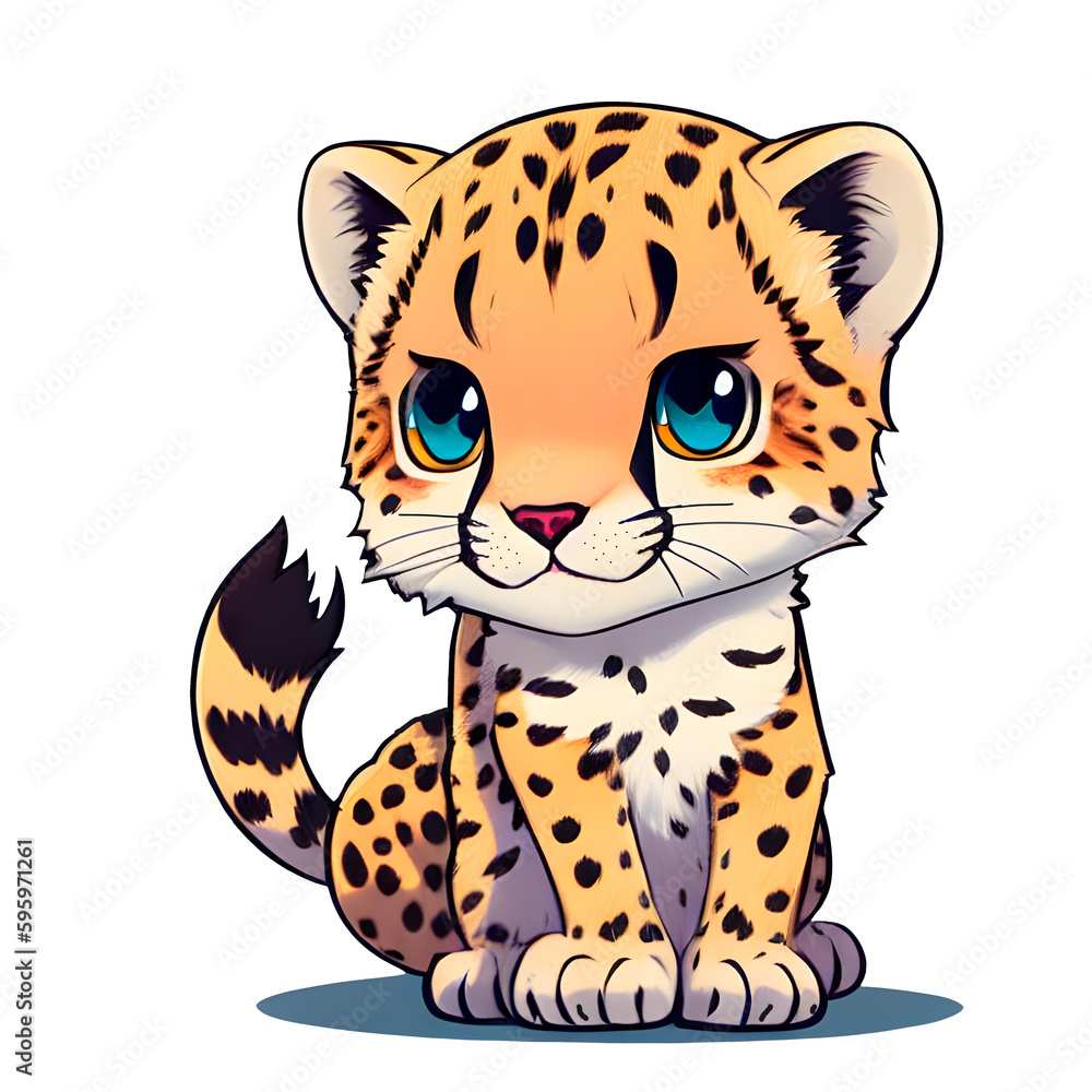 drawing of a cartoon cheetah on a transparent background, print-ready t-shirt design or sticker, generative ai drawing of a cartoon cheetah on a transparent background, print-ready t-shirt design or sticker, generative ai