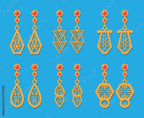 Decorative Earrings Laser Cut design, 