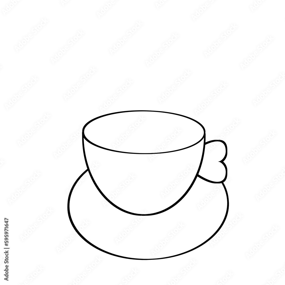 Cup and saucer set outline illustration. Cup and saucer set outline illustration.