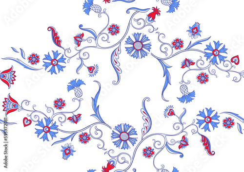 Traditional eastern classical luxury old fashioned floral ornament. Seamless pattern, background. Vector illustration.