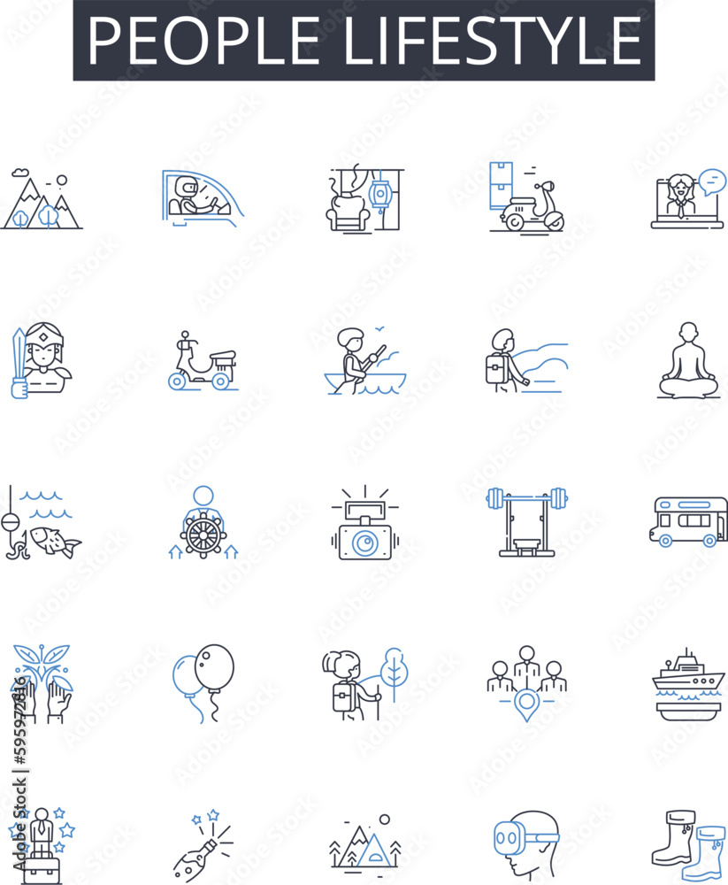 People lifestyle line icons collection. Life events, Human existence, Social behavior, Personal habits, Cultural norms, Emotional state, Daily routine vector and linear illustration. Personal choices People lifestyle line icons collection. Life events, Human existence, Social behavior, Personal habits, Cultural norms, Emotional state, Daily routine vector and linear illustration. Personal choices